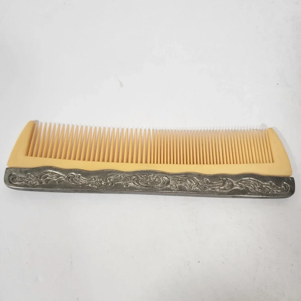 Vintage Silverplate Vanity Set Mirror Brush Comb Floral Dresser Set 3 Pc